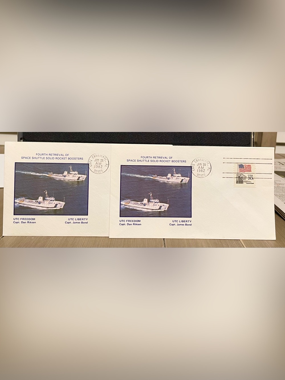 STS-4 Mission Naval Support UTC Liberty & UTC Freedom signed Postal Covers